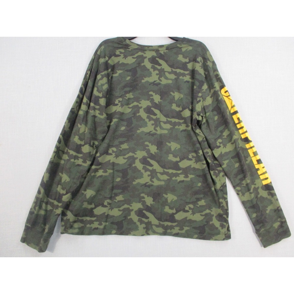 Caterpillar Mens Camo Long Sleeve Graphic T-Shirt CAT Logo Green XL - Picture 8 of 10